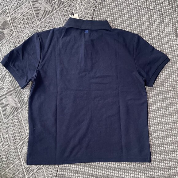 AMI White Heart Logo Polo Night Blue - Picture 8 of 8
